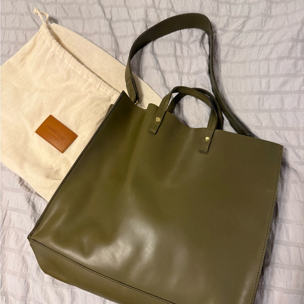 Parker Clay Merkato Shopper Olive Leather Tote [BRAND NEW]